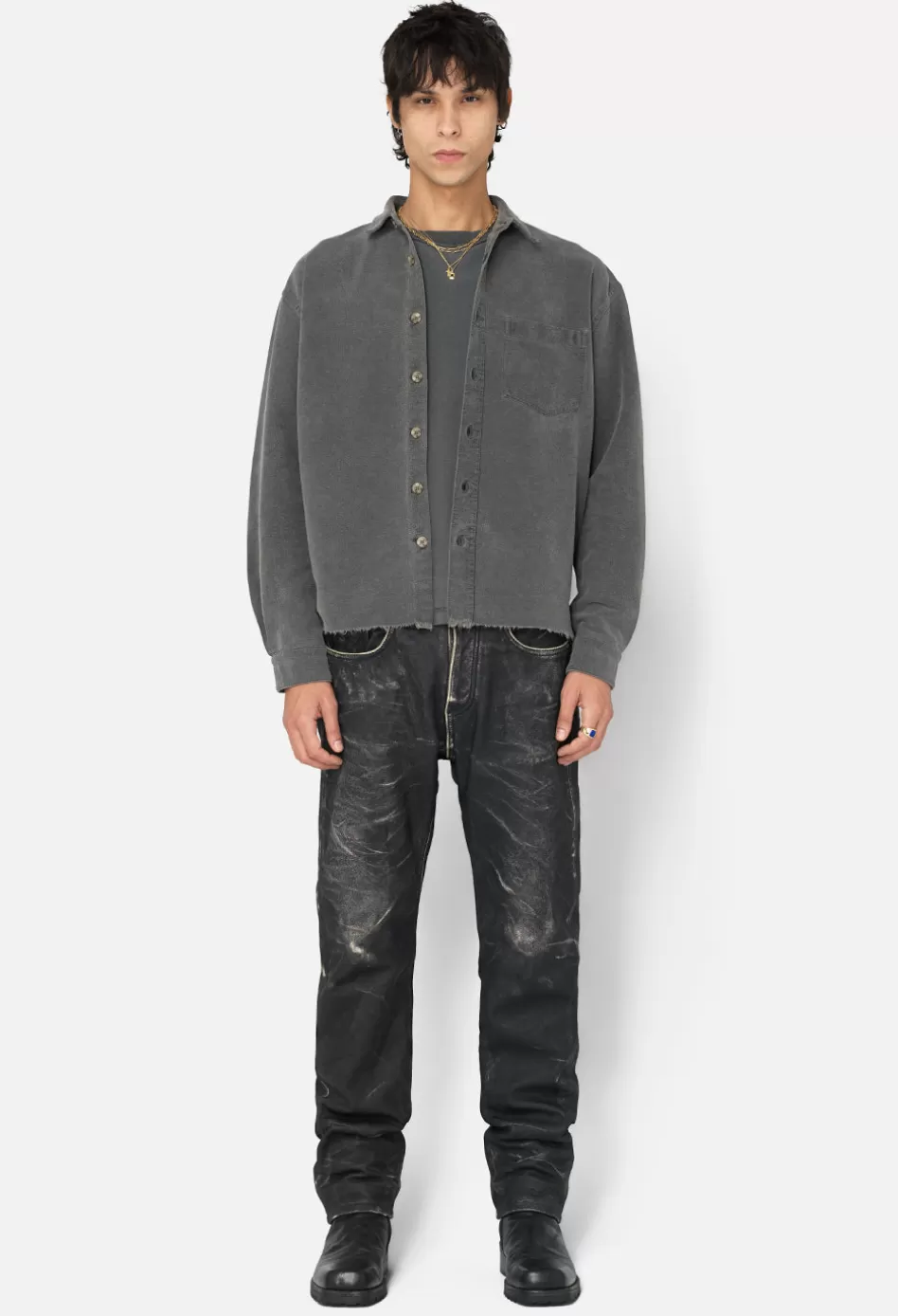 Best Sale JOHN ELLIOTT Solid Hemi Oversized Shirt WashedBlack