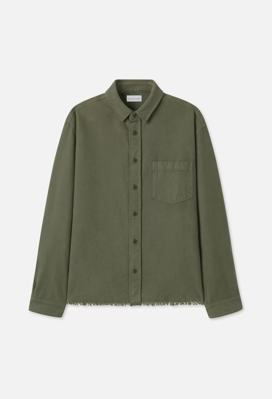 New JOHN ELLIOTT Solid Hemi Oversized Shirt Olive