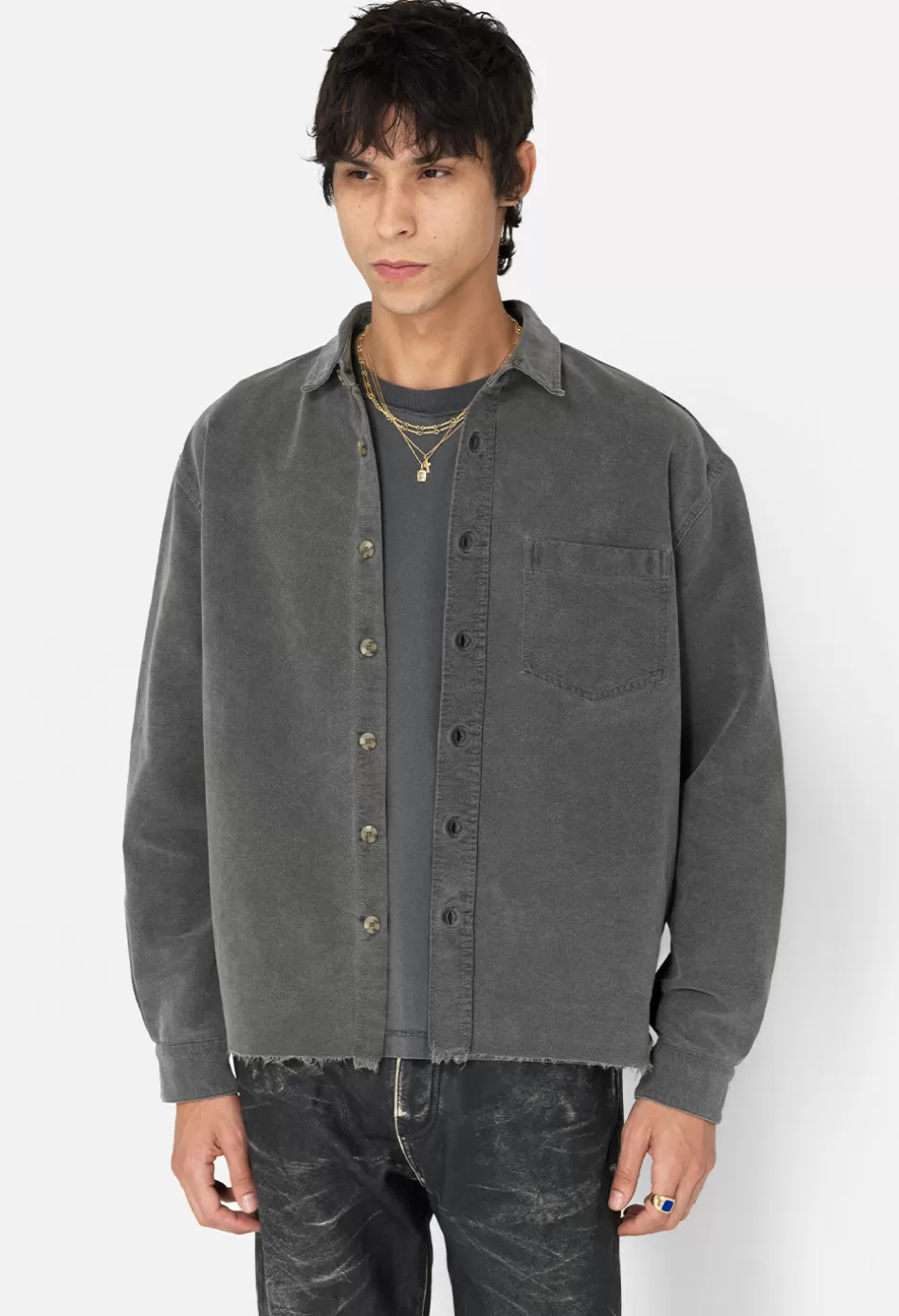 Best Sale JOHN ELLIOTT Solid Hemi Oversized Shirt WashedBlack