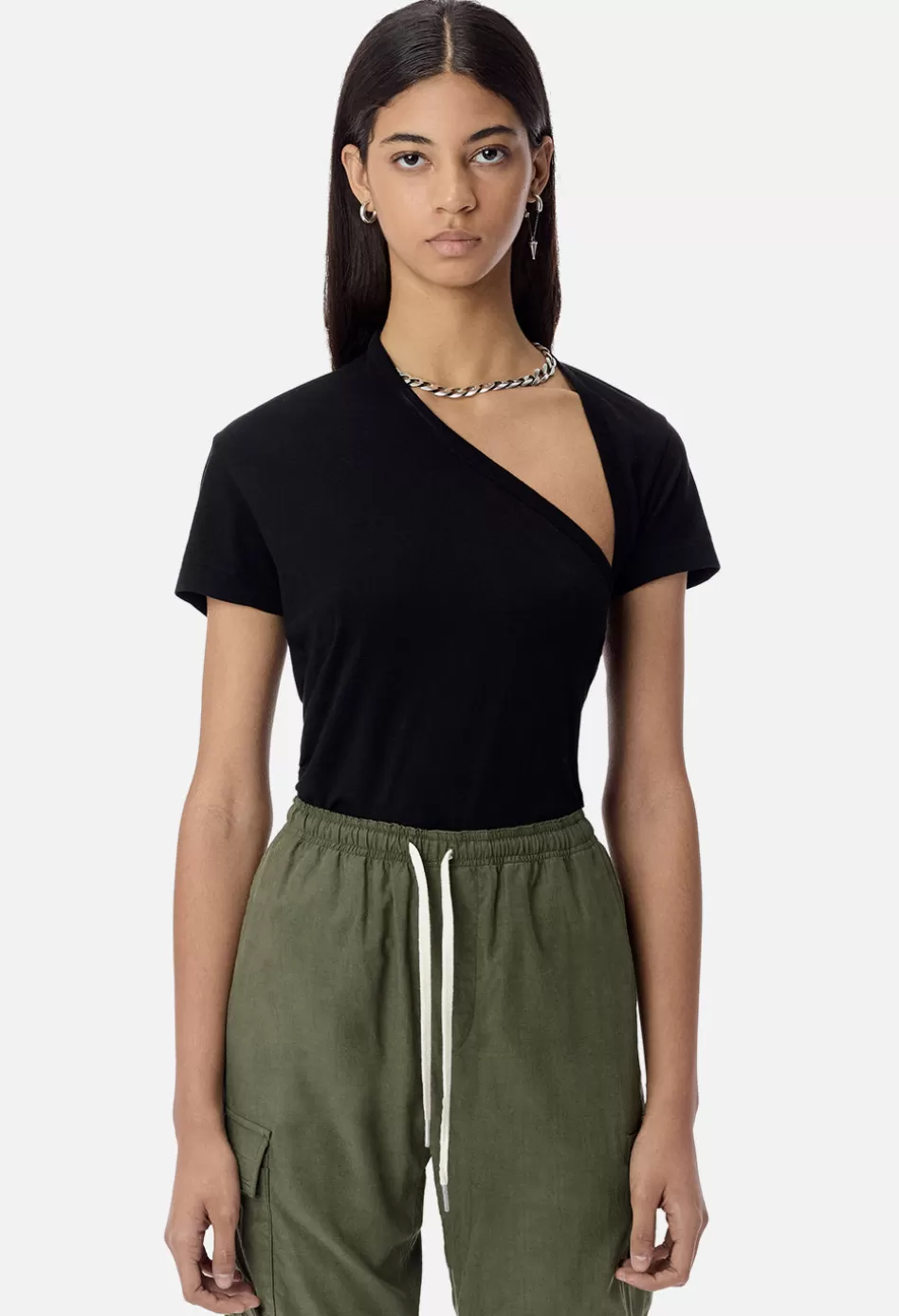 Sale JOHN ELLIOTT Supima Asymmetrical Tee Black