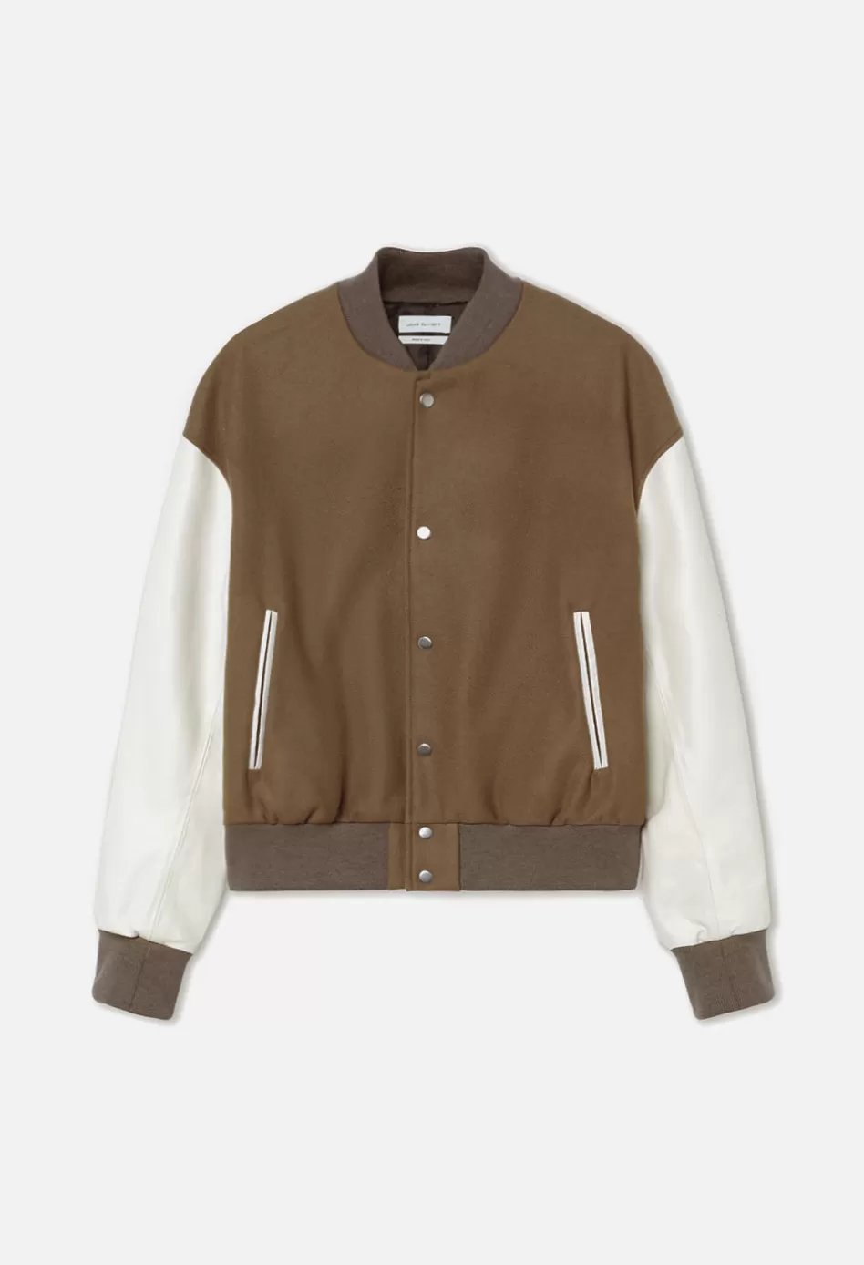 Shop JOHN ELLIOTT Varsity Jacket BarkXIvory