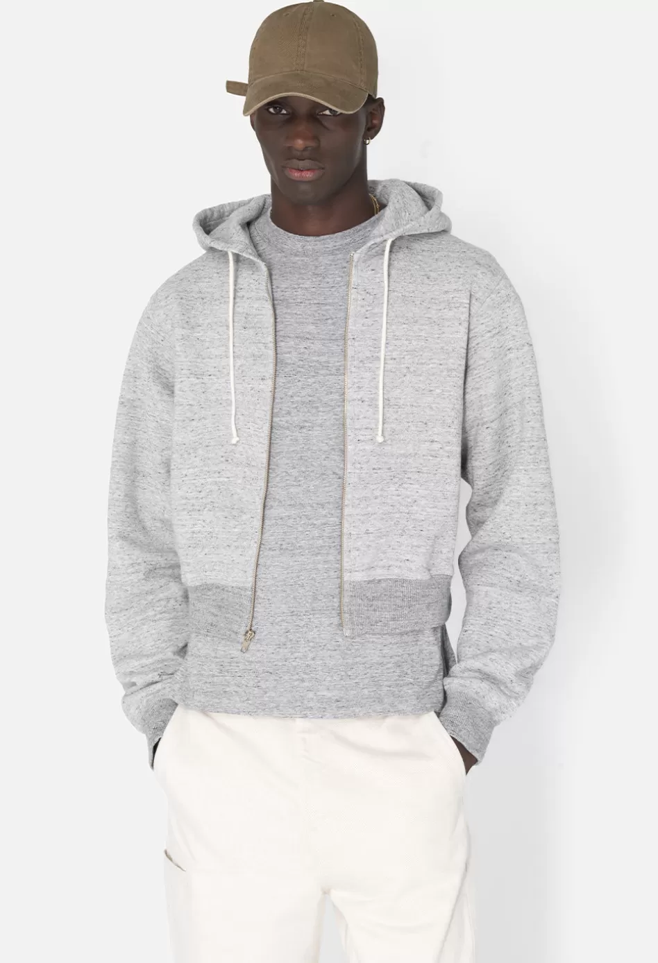 Outlet JOHN ELLIOTT Vintage Fleece Cropped Full-Zip VintageGrey